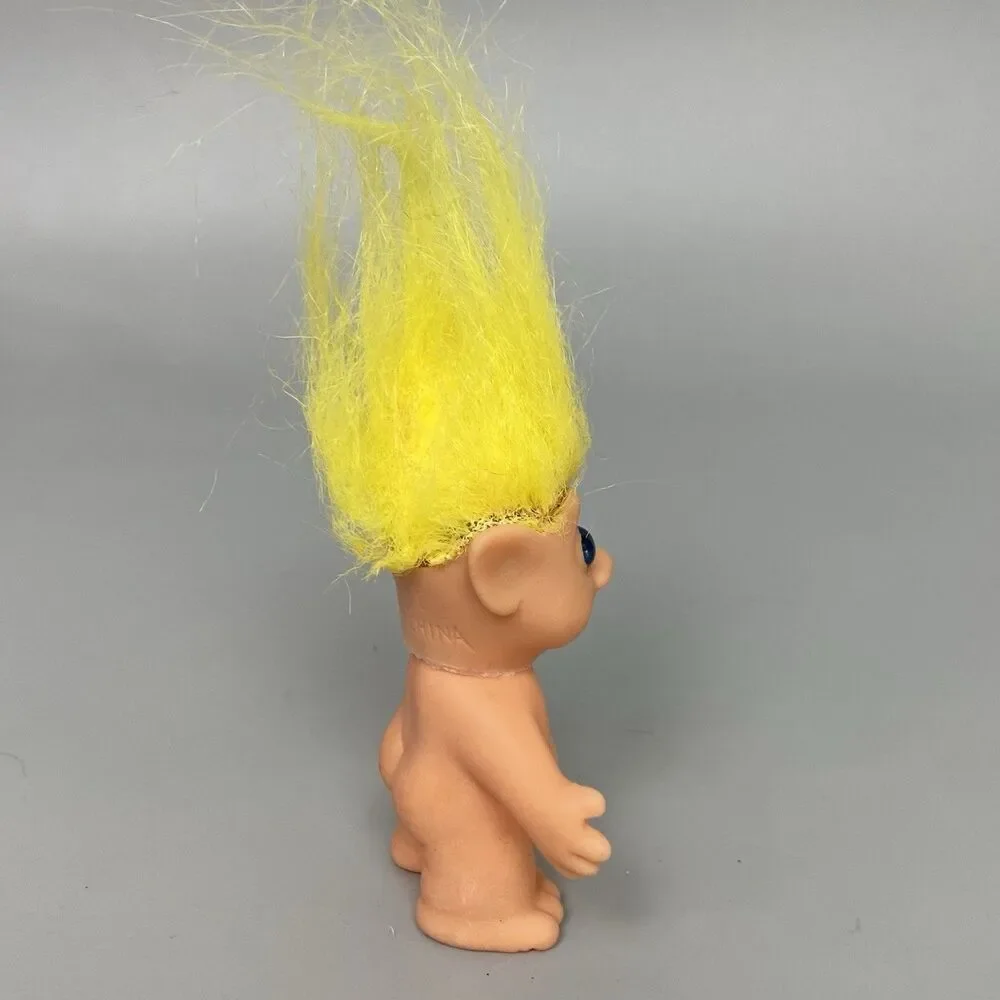 Vintage Troll Dolls Lot of 2 Orange Yellow Hair 1992 HYI Elf Troll Figures Nude
